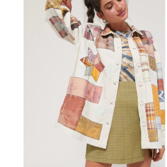 UO Women’s Kimichi Blue Patchwork Utility Jacket - Picture 2 of 8